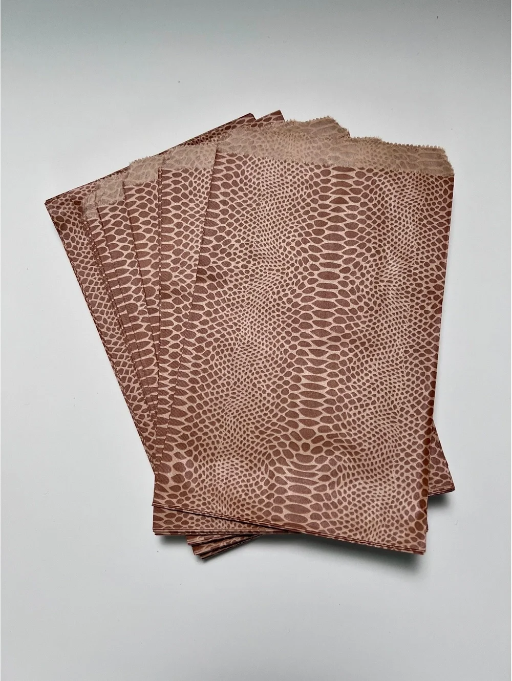 Qty 140 Kraft Snakeskin Print Flat Merchandise Paper Gift Bags 6